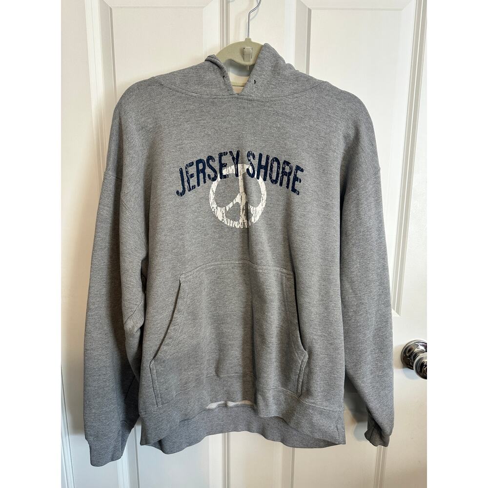 LAVON Gray Jersey Shore Hooded Sweatshirt Large